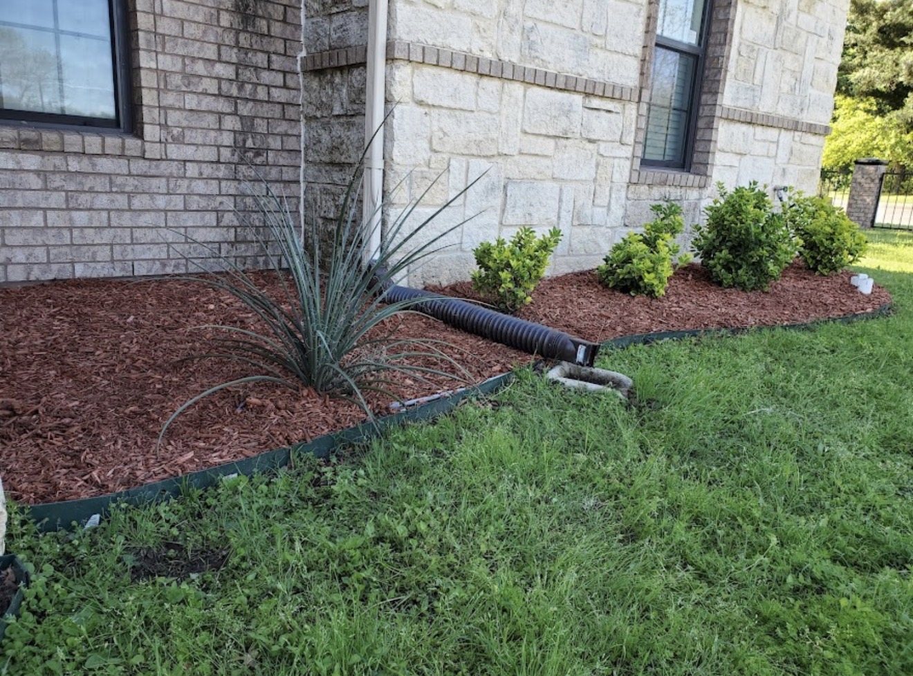 Fresh mulch landscape bed